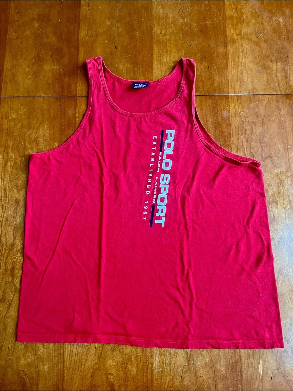 Ralph Lauren Polo Vintage 90's Men's Red Cotton Tank Top w/Polo Sport Logo.  XXL